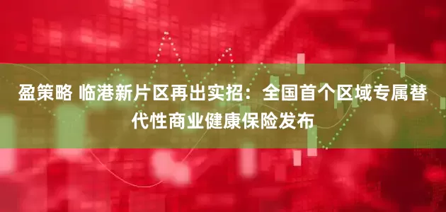盈策略 临港新片区再出实招：全国首个区域专属替代性商业健康保险发布